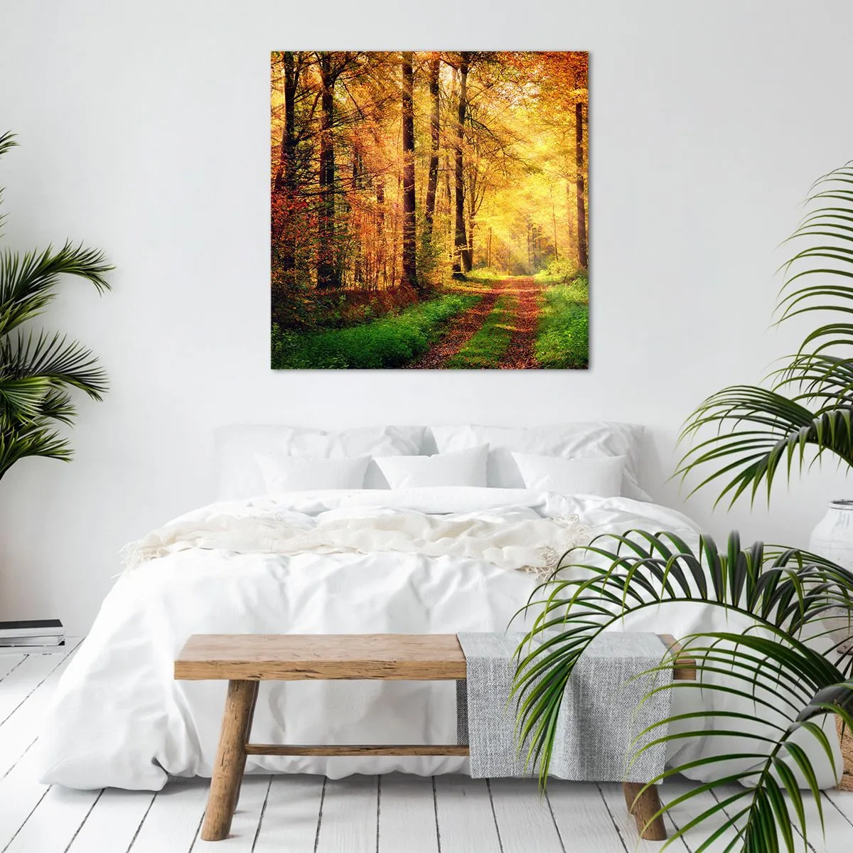 Quadro em tela - Silêncio dourado da floresta - 70x70 cm