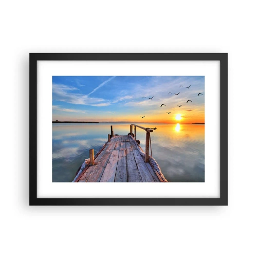 Pôster com moldura preta - Caminhando em direção ao sol - 40x30 cm