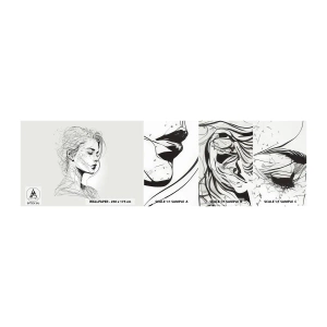 Amostra de papel de parede autocolante Deluxe Sticker - Retrato em pensamento - Mulher, Retrato, Linha - 100x30 cm