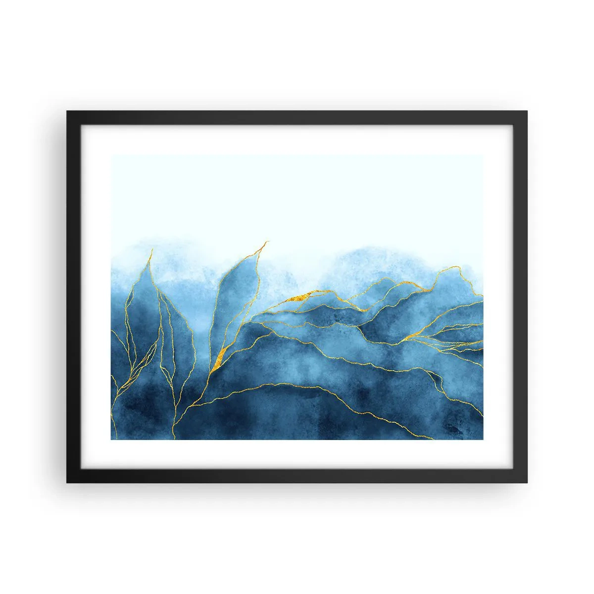 Pôster com moldura preta - Azul dourado - 50x40 cm