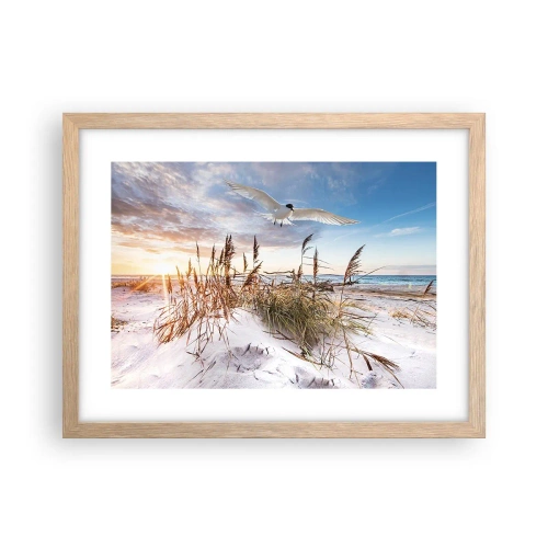 Pôster com moldura de carvalho claro - Vento do mar - 40x30 cm