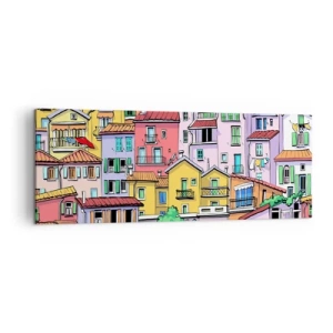 Quadro em tela - Cidade divertida - 140x50 cm
