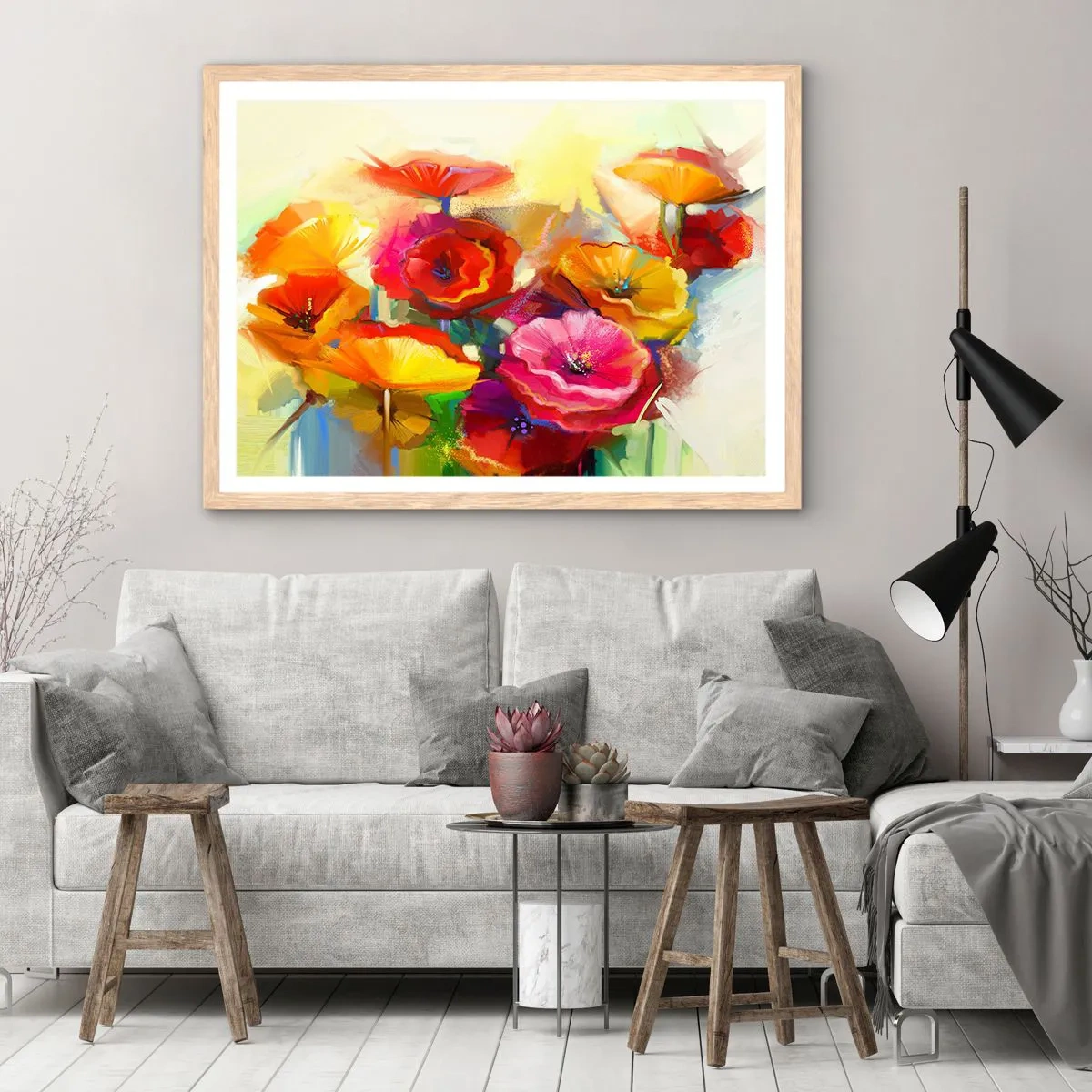 Pôster com moldura de carvalho claro - Não só vermelho - 91x61 cm