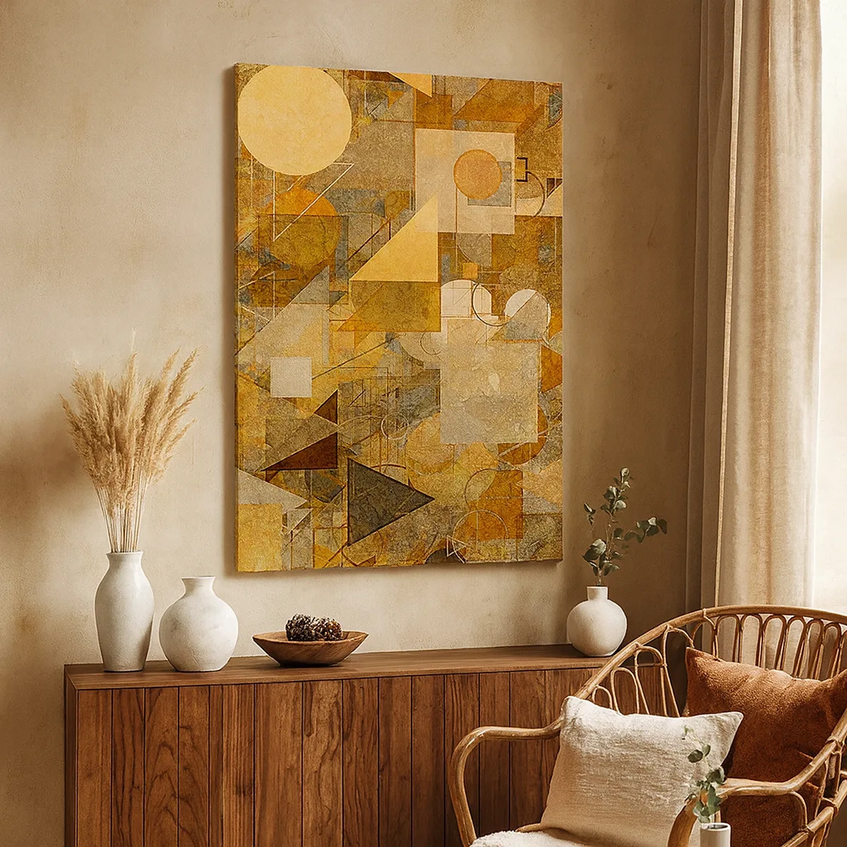 Quadro em tela - Estudo Cubista em Bronze - 50x70 cm