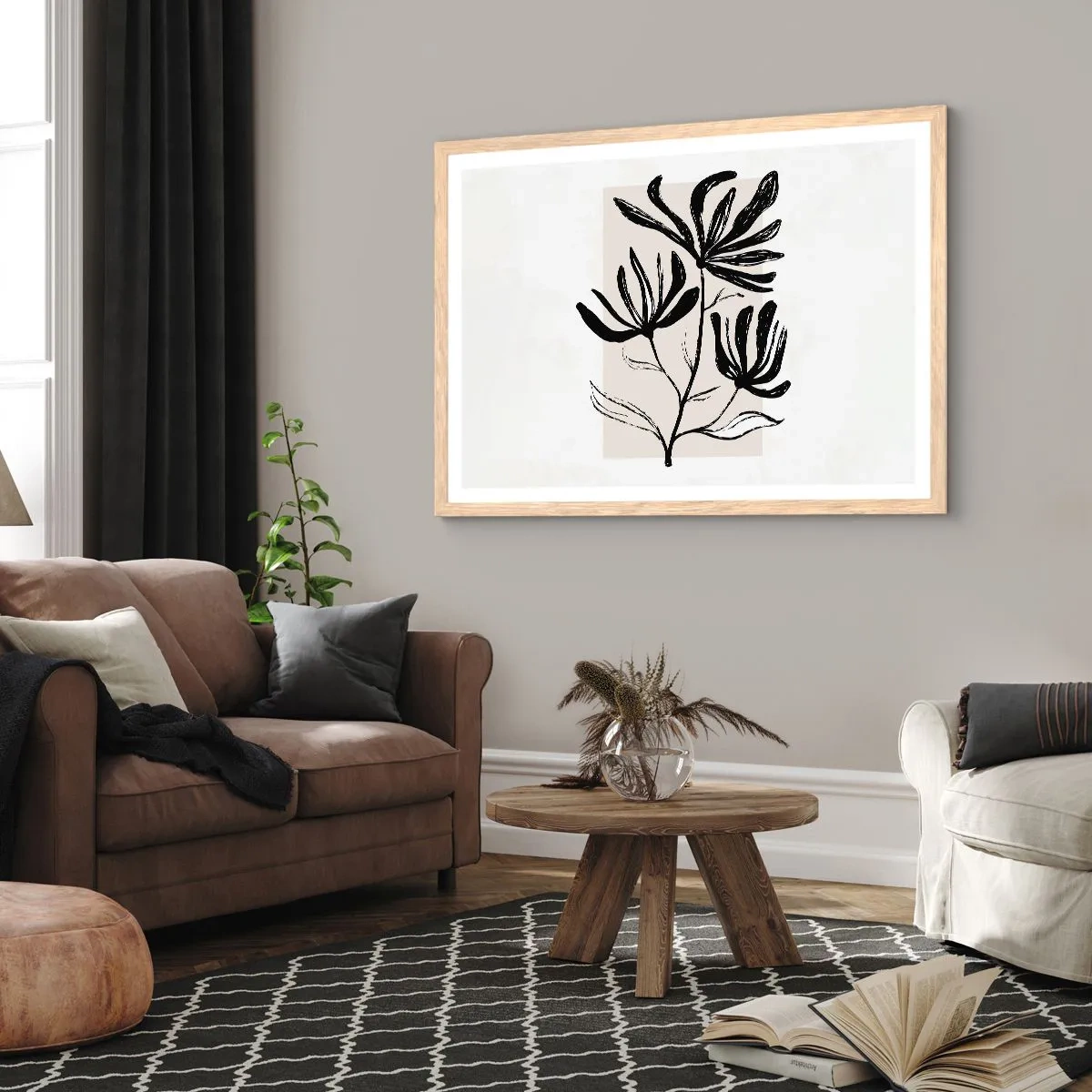 Pôster com moldura de carvalho claro - Esboço para o herbário - 70x50 cm