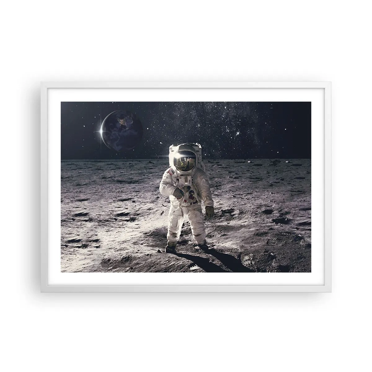 Pôster em moldura branca - Saudações da Lua - 70x50 cm