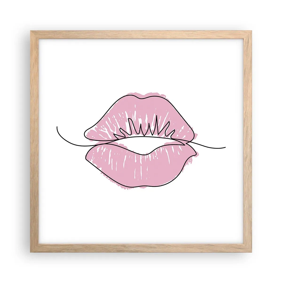 Pôster com moldura de carvalho claro - Pronto para beijar? - 40x40 cm