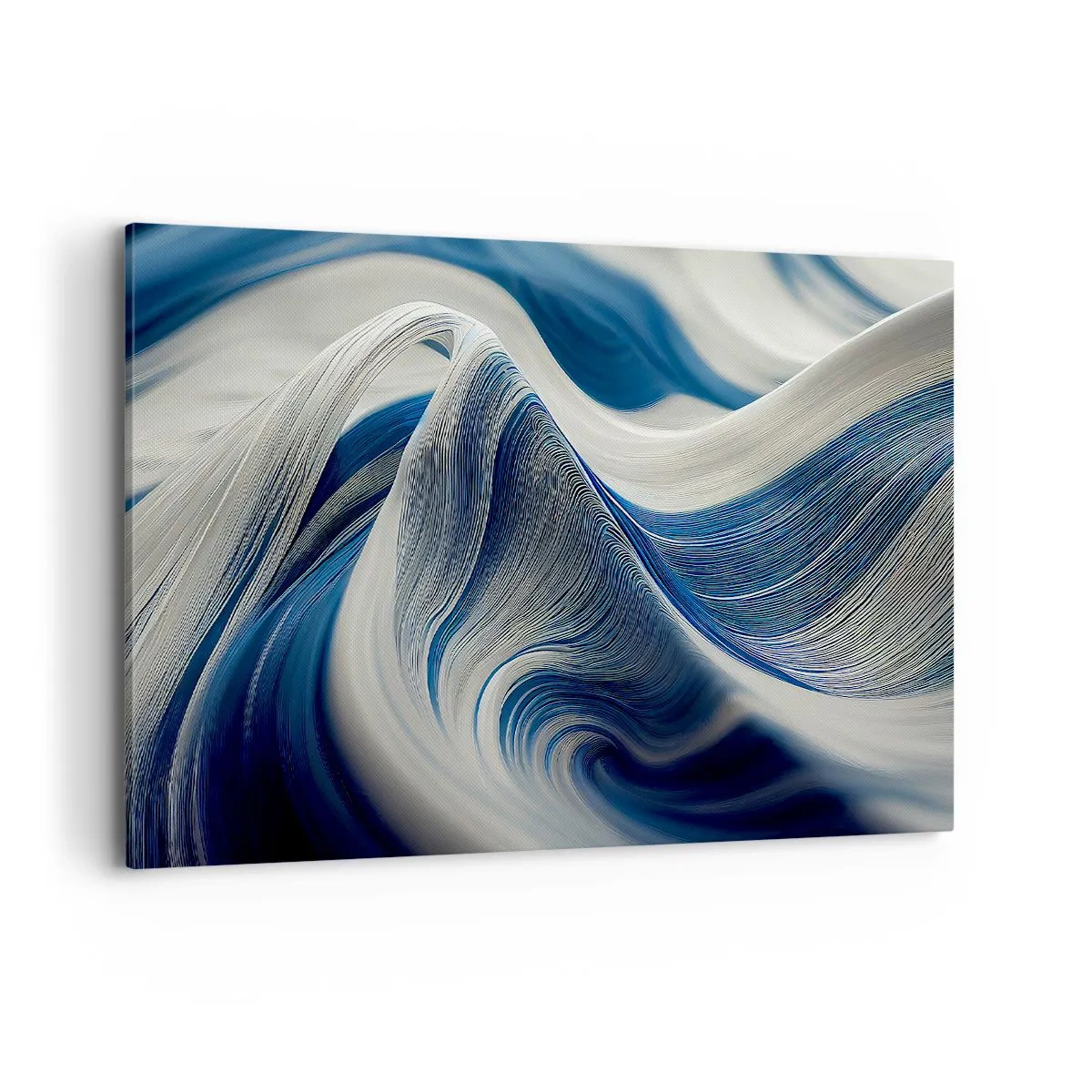 Quadro em tela - A fluidez do azul e do branco - 120x80 cm