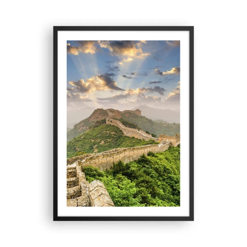 Pôster com moldura preta - A Grande Muralha da China sob a luz pitoresca do pôr do sol - 50x70cm - Grandeza eterna - Decoração de parede moderna para a sala de estar e quarto ARTTOR