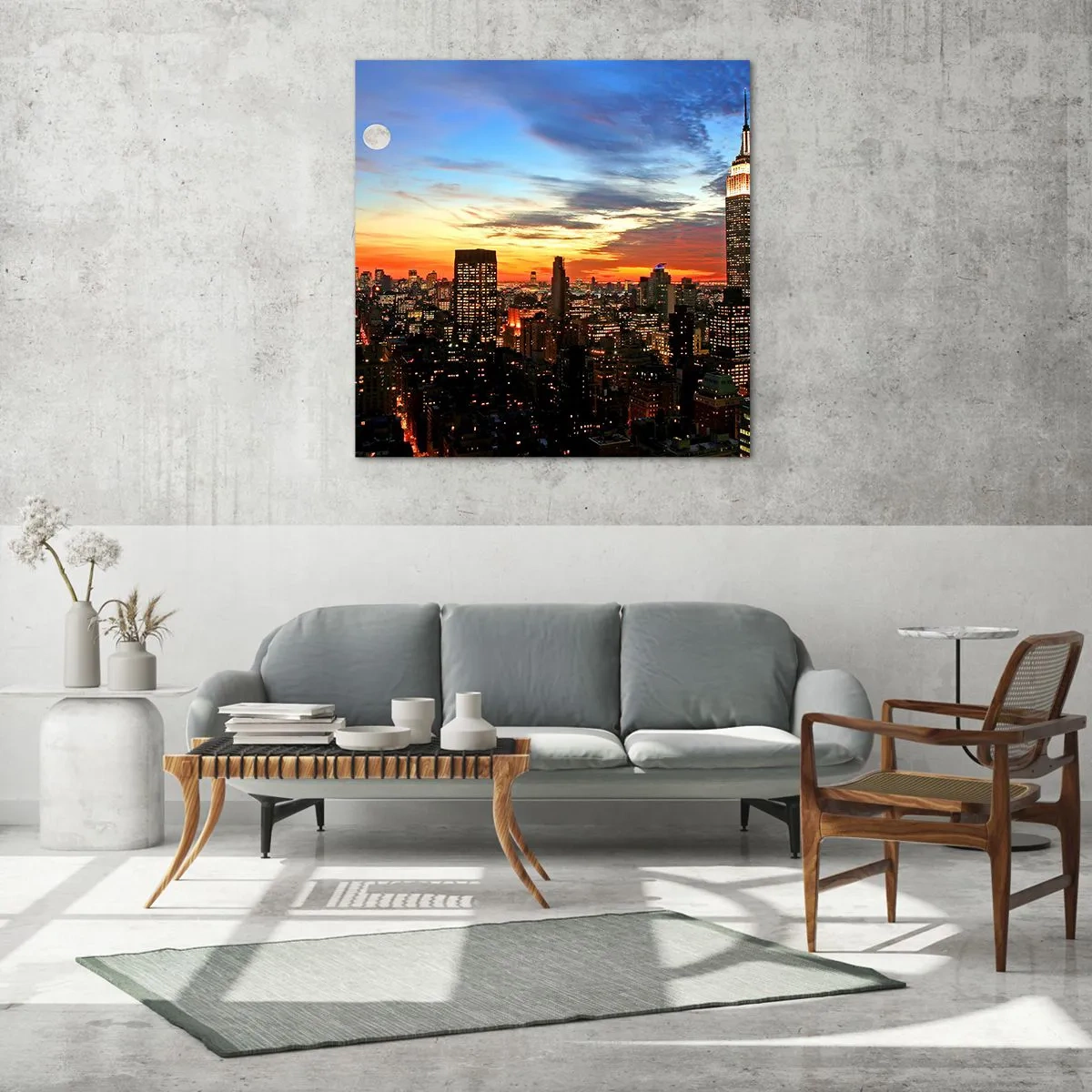 Quadro em vidro - Noite Brilhante Americana - 50x50 cm