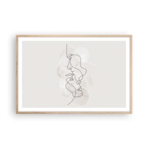 Pôster com moldura de carvalho claro - Emaranhados num abraço - 91x61 cm