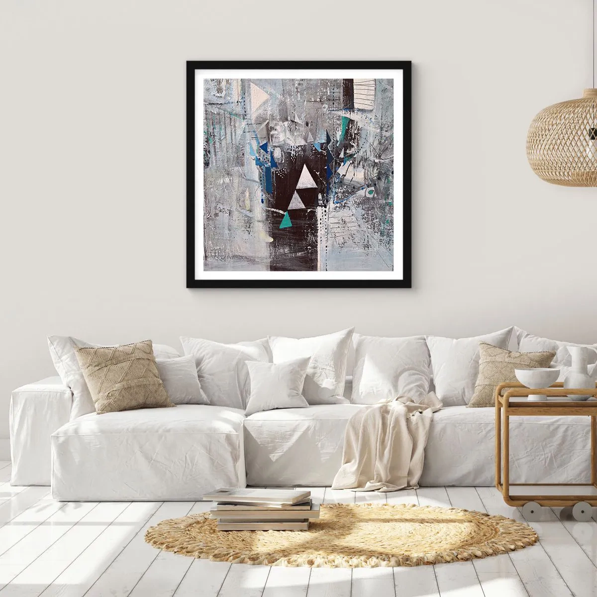 Pôster com moldura preta - A ordem superior dos triângulos - 40x40 cm