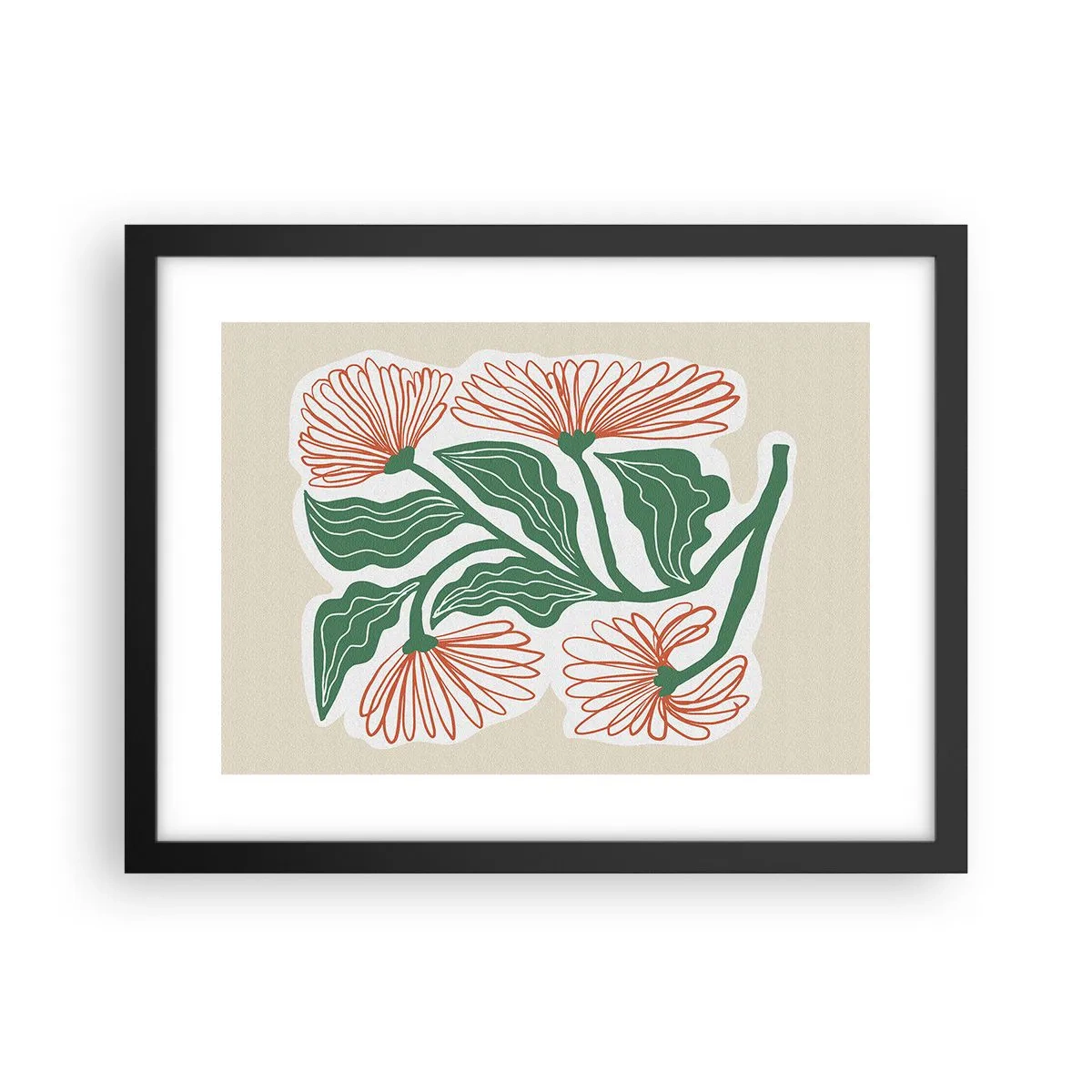 Pôster com moldura preta - Folclórico e moderno - 40x30 cm