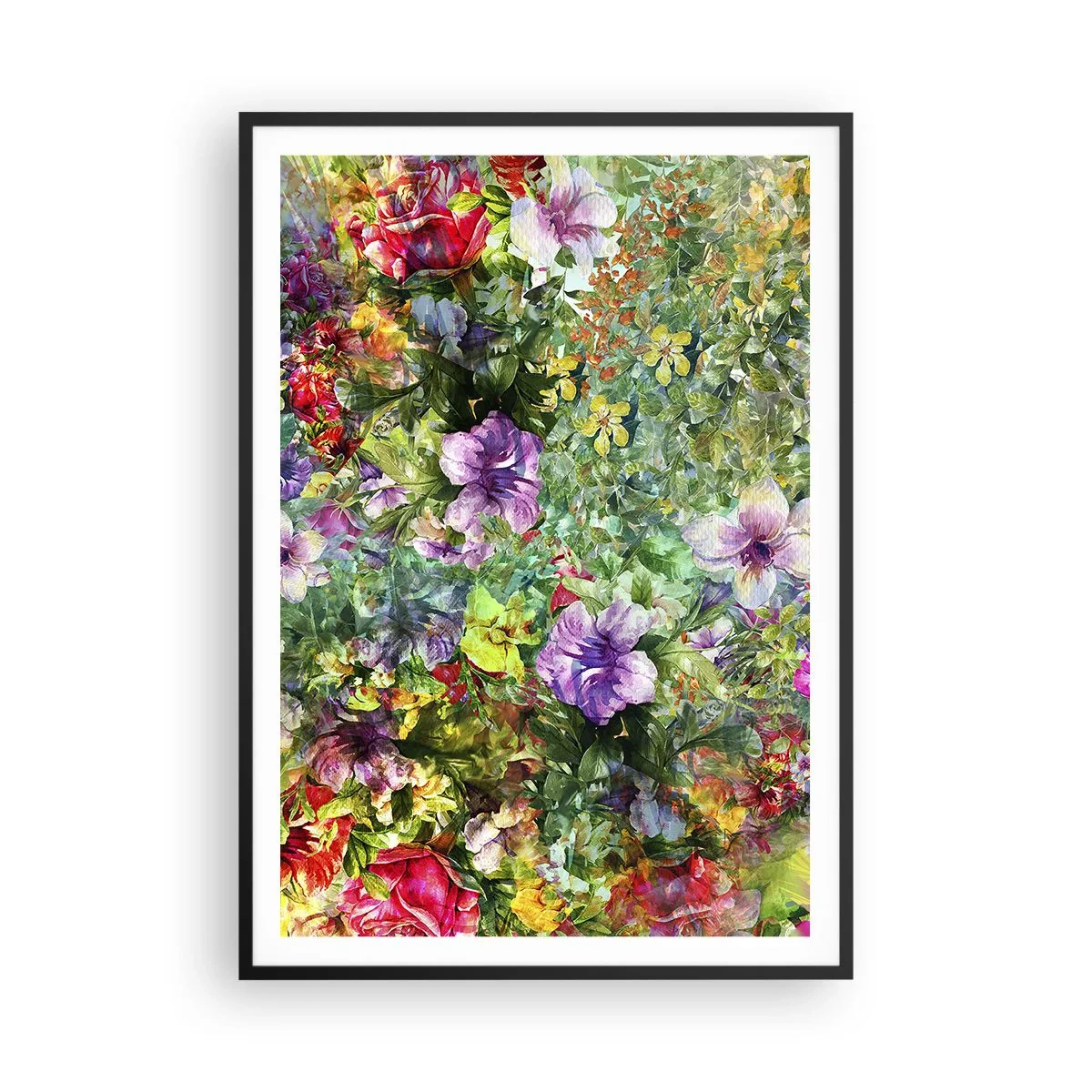 Pôster com moldura preta - Nas flores para a perdição - 70x100 cm