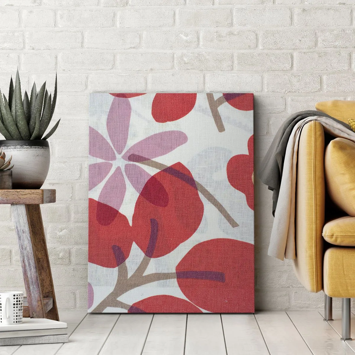 Quadro em tela - Arranjo de flores em rosa - 50x70 cm