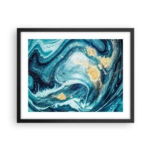 Pôster com moldura preta - Redemoinho azul - 50x40 cm