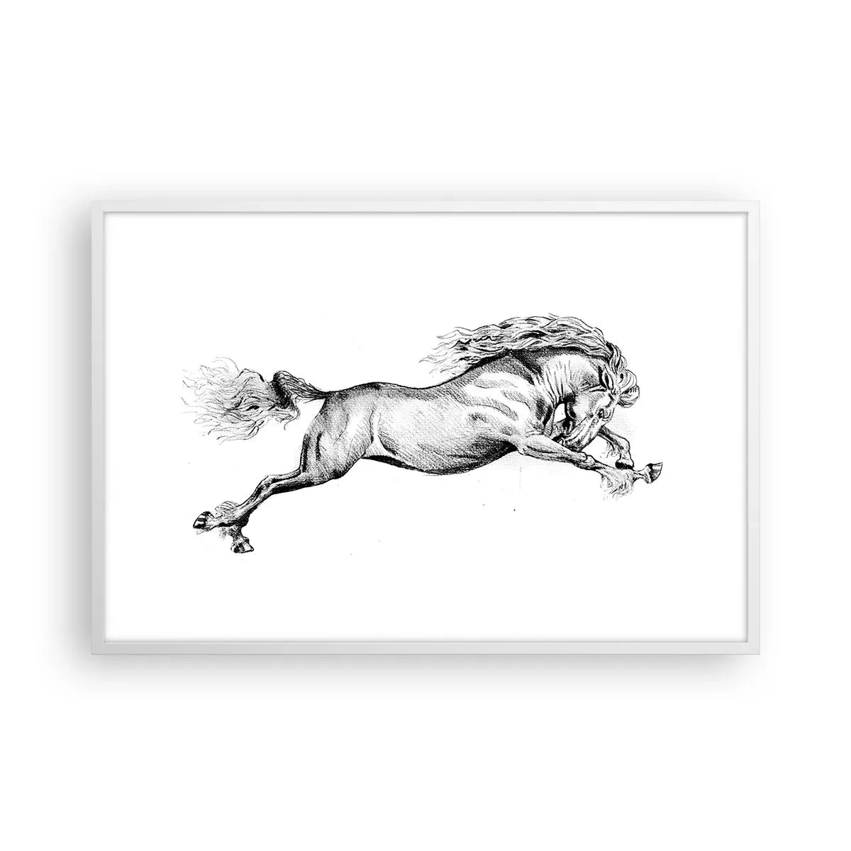 Pôster em moldura branca - Parado a galope - 91x61 cm