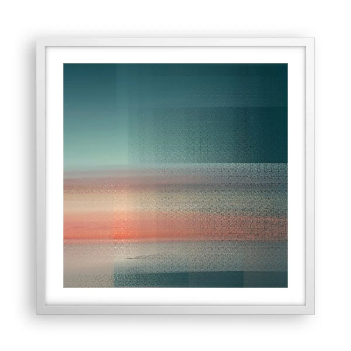 Pôster em moldura branca - Resumo: ondas de luz - 50x50 cm