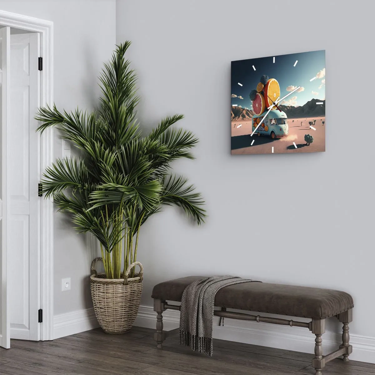 Relógio de parede - Relógio em vidro - O sabor das férias - 40x40 cm