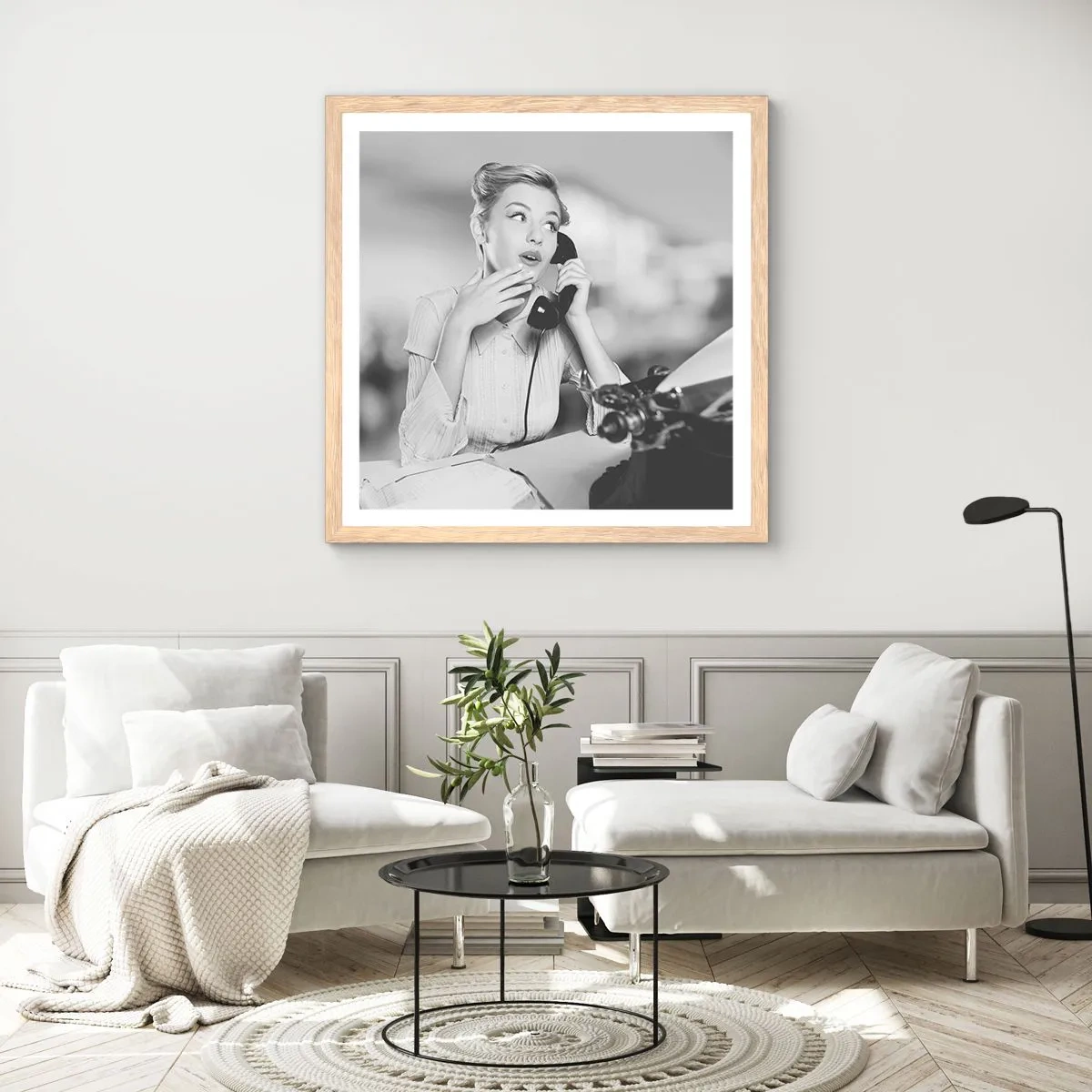 Pôster com moldura de carvalho claro - Olá, estes são os anos 50. - 50x50 cm