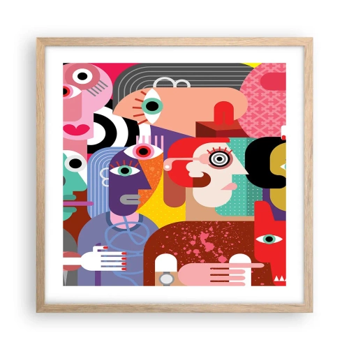 Pôster com moldura de carvalho claro - Viemos da parte do Sr. Picasso - 50x50 cm