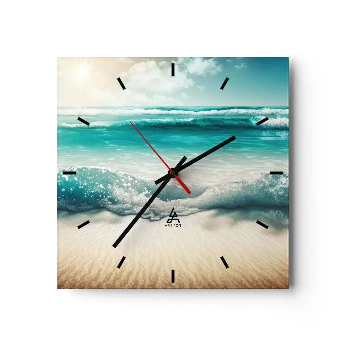 Relógio de parede - Relógio em vidro - A paz do oceano - 40x40 cm