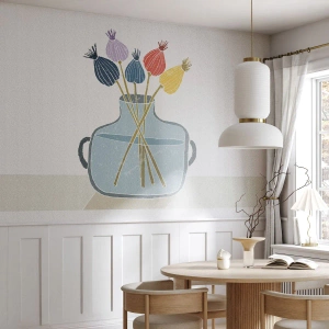Papel de Parede Premium Sand - Como semeou a papoula - Flores, Vaso, Minimalismo - 100x70 cm