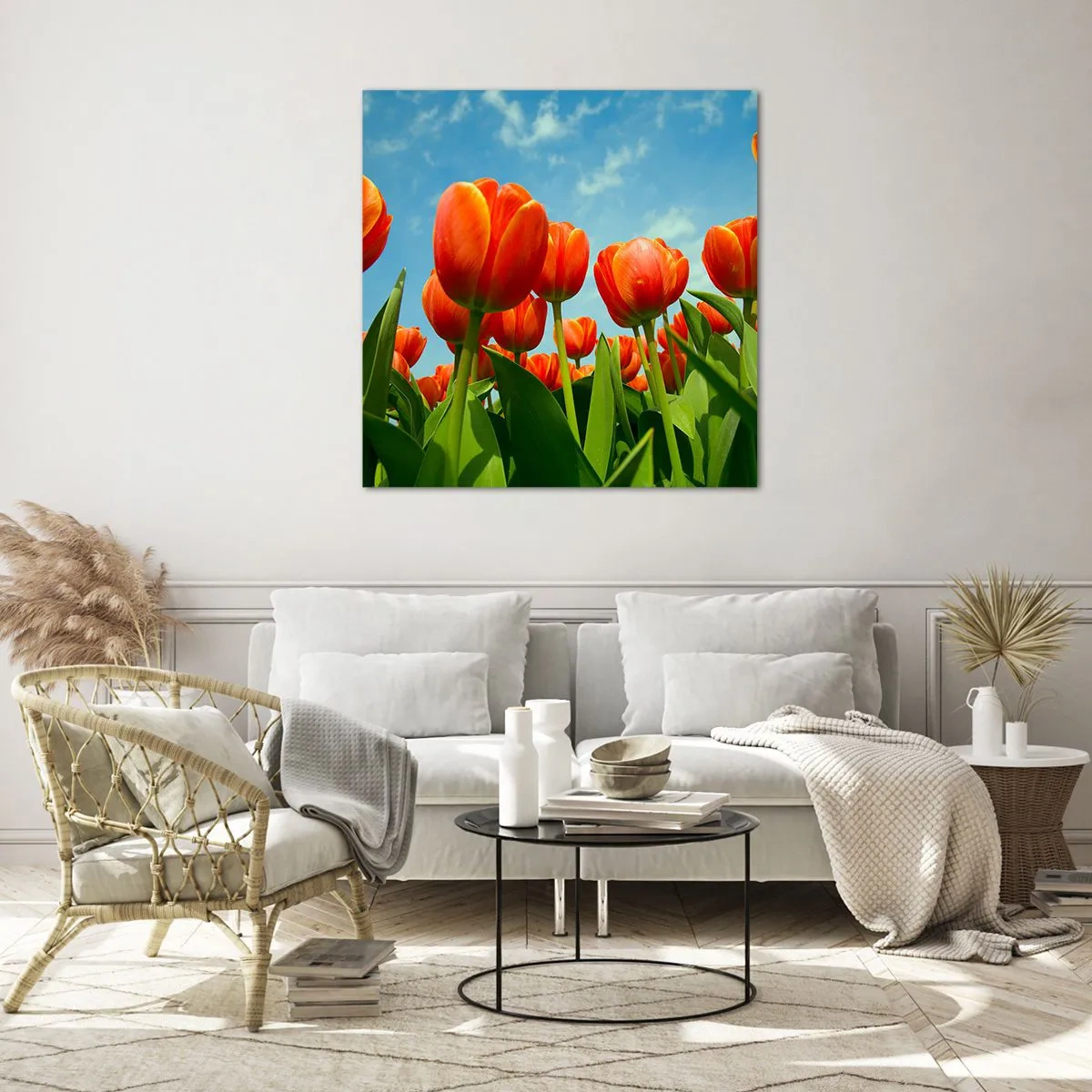 Quadro em vidro - Além do céu azul, nada mais é necessário na vida - 70x70 cm