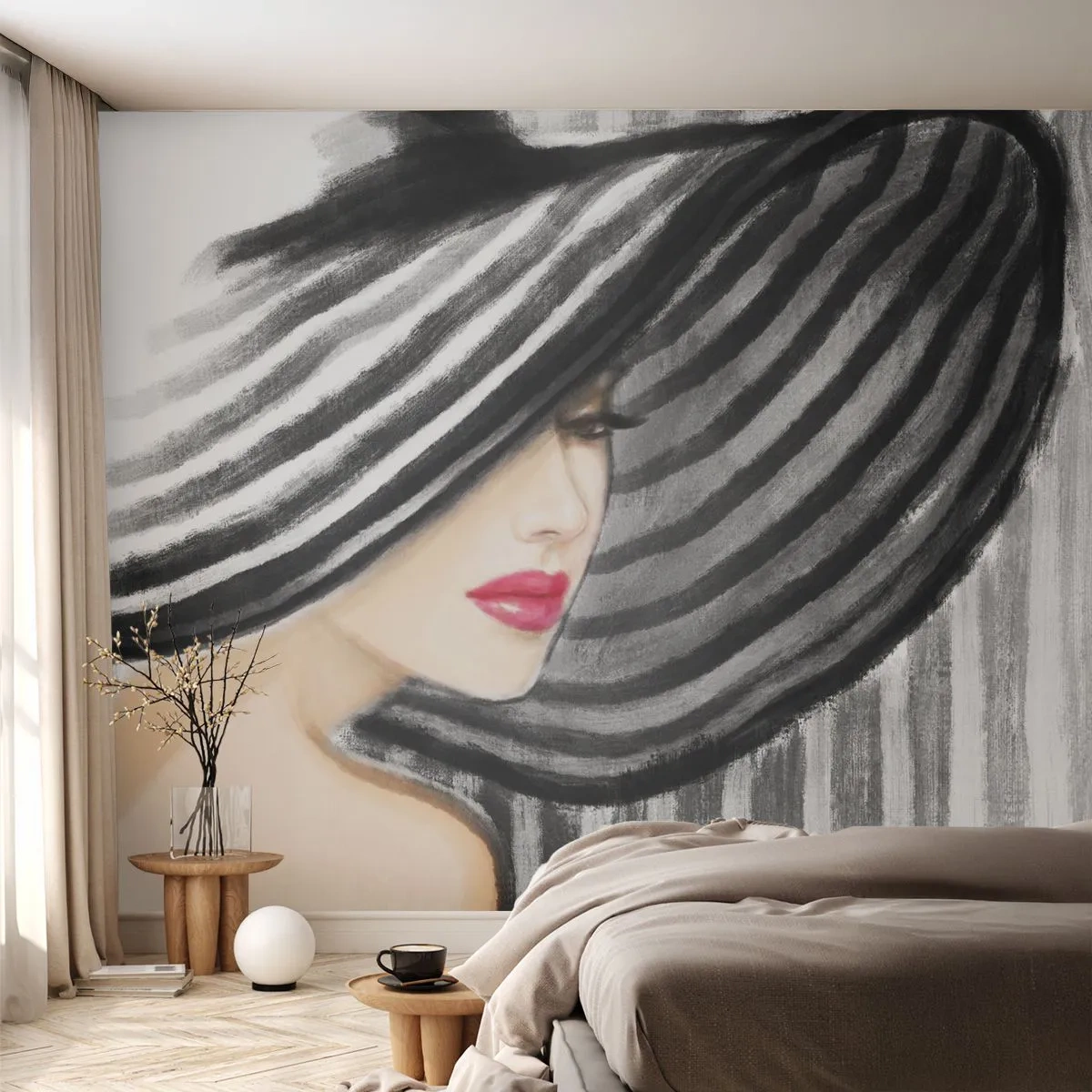 Papel de Parede Premium Sand - Onde encontrar-te? - Mulher, Rosto de mulher, Retrato de uma mulher - 100x70 cm