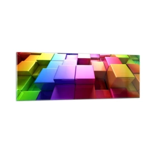 Quadro em vidro - Op-art juntos como uma equipa - 90x30 cm