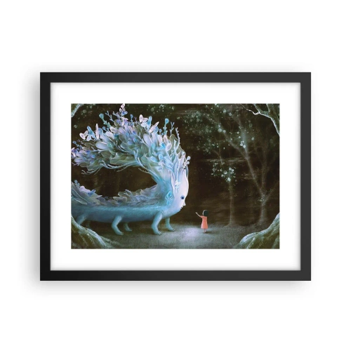 Pôster com moldura preta - Encontro fantástico - 40x30 cm