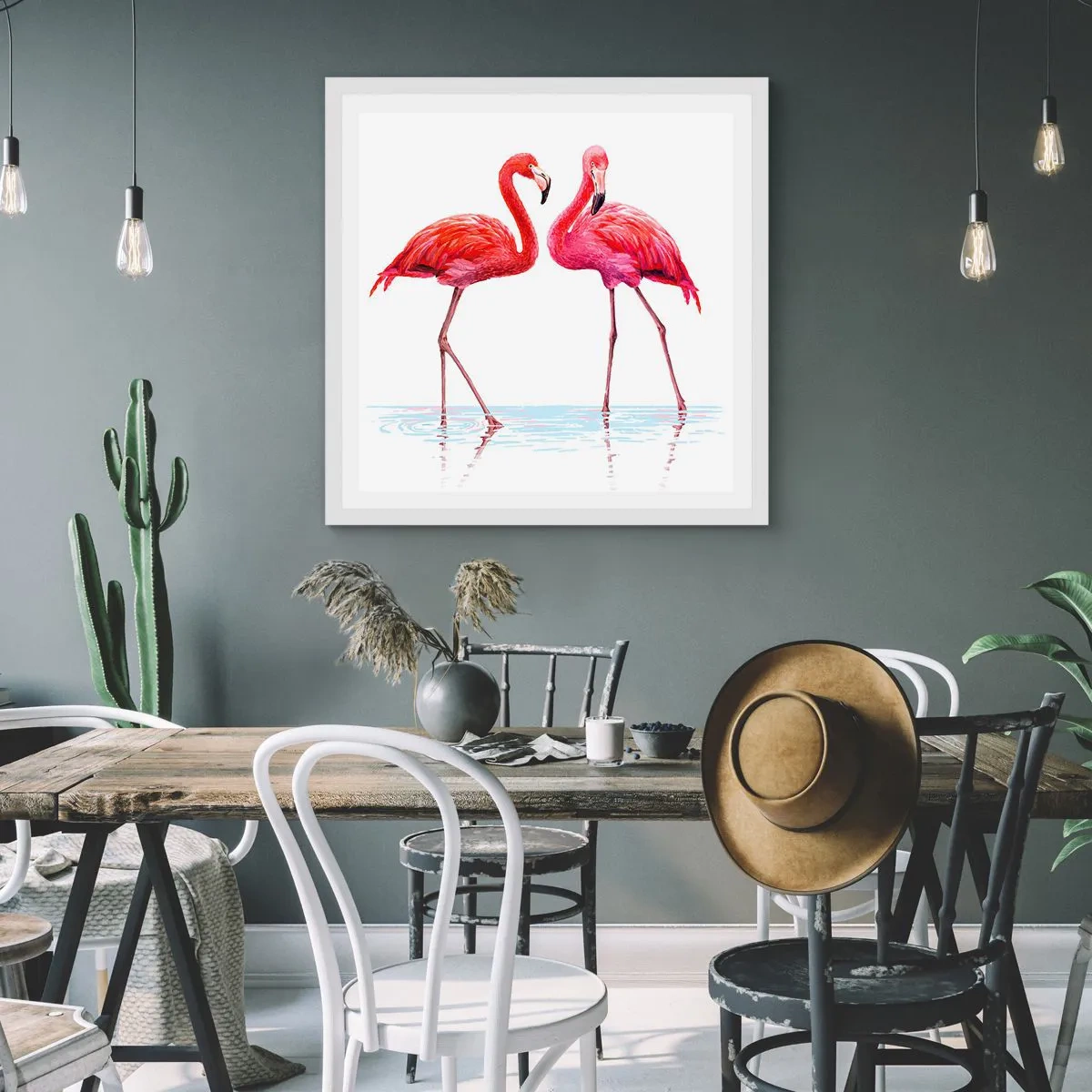 Pôster em moldura branca - Rosa randez-vous - 30x30 cm