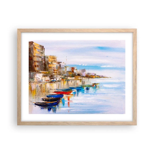 Pôster com moldura de carvalho claro - Um refúgio urbano multicolorido - 50x40 cm