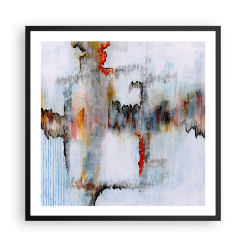 Pôster com moldura preta - Com um palito na água - 60x60 cm