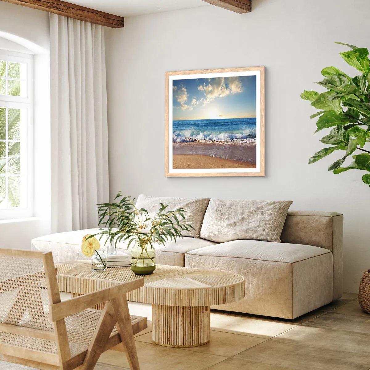 Pôster com moldura de carvalho claro - Movimento e quietude ao mesmo tempo - 50x50 cm