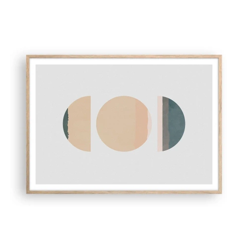 Pôster com moldura de carvalho claro - Círculo entre círculos - 100x70 cm