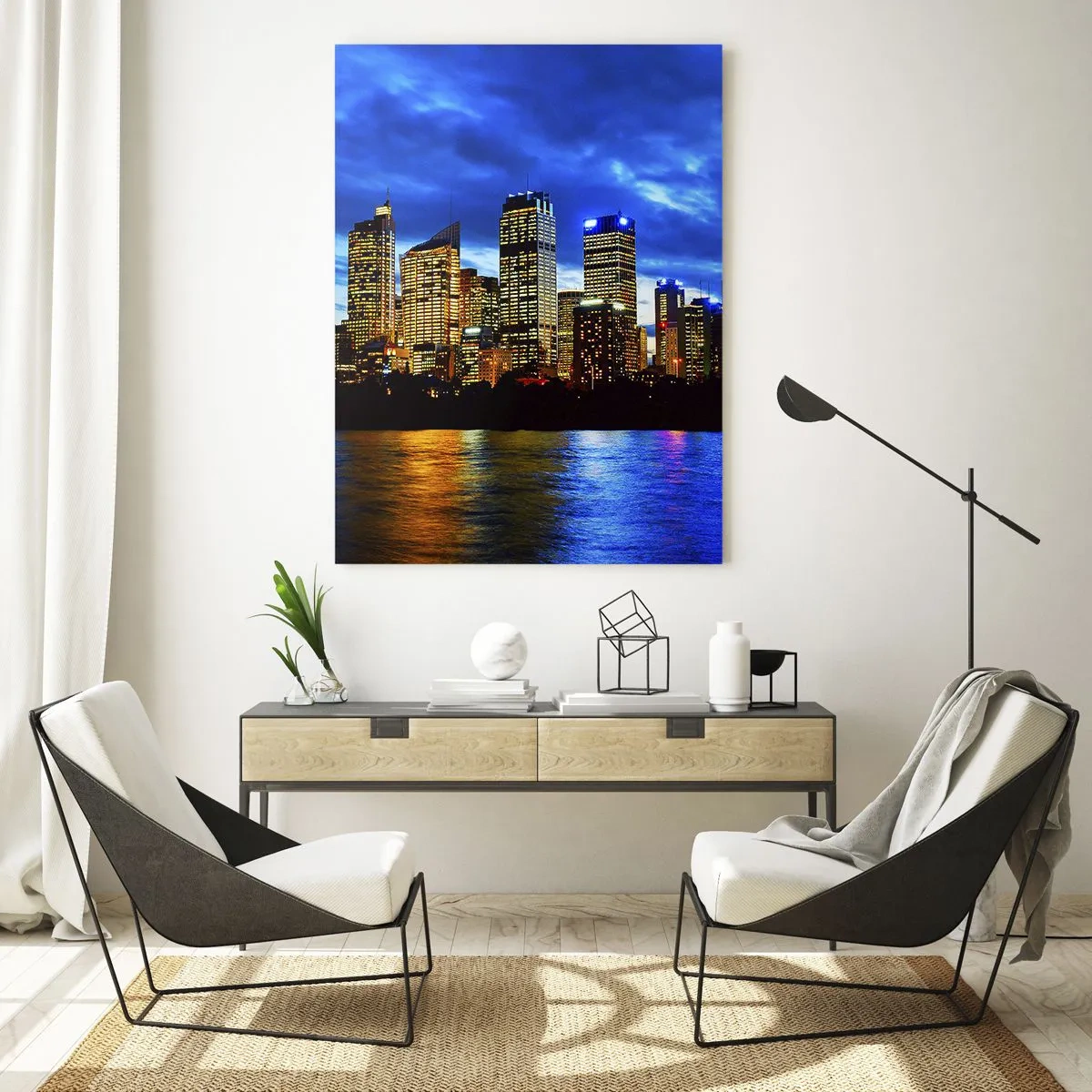Quadro em vidro - Uma noite de luzes e cores - 50x70 cm