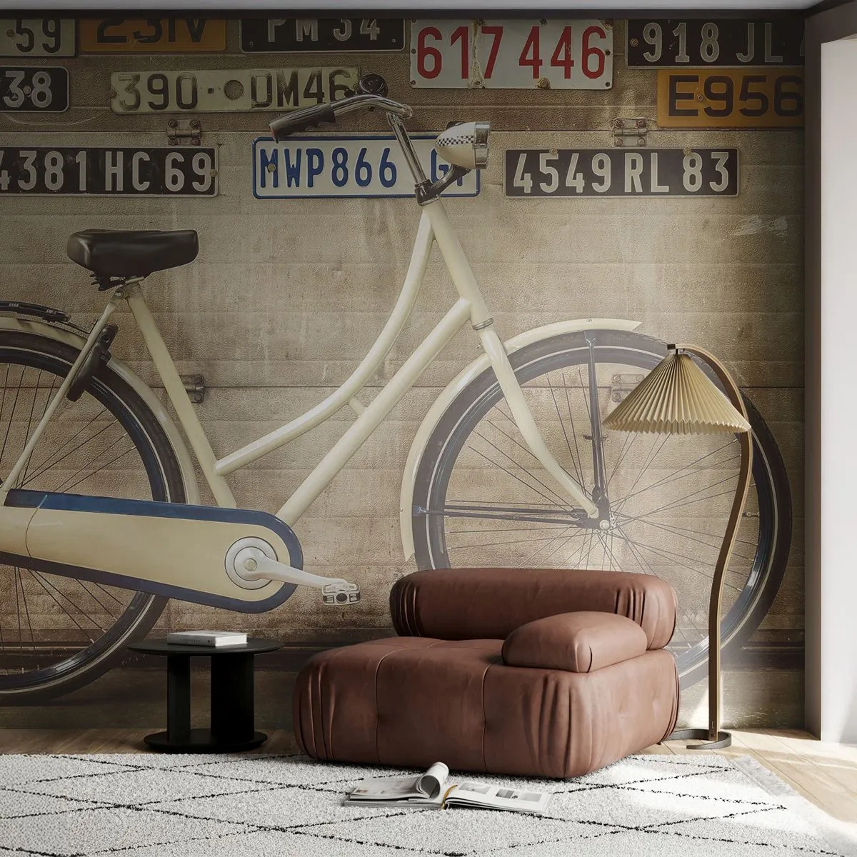 Papel de Parede Premium Sand - Sem complexos - Mural, Bicicleta, Pratos - 100x70 cm