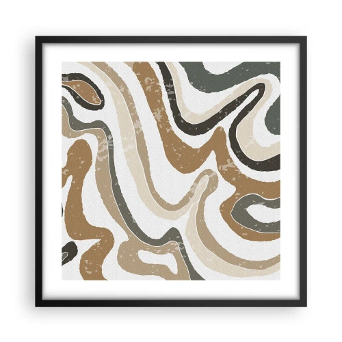 Pôster com moldura preta - Meandros de cores da terra - 50x50 cm