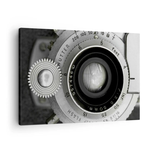 Quadro em tela - A lente de uma câmera antiga - 70x50cm - Uma história sobre Hollywood - Decoração de parede moderna para a sala de estar e quarto ARTTOR