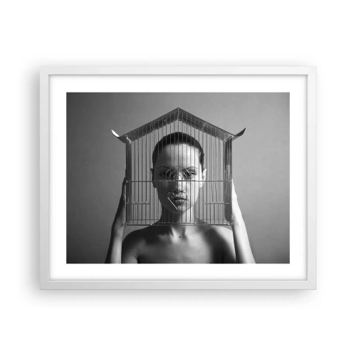 Pôster em moldura branca - Retrato um pouco surreal - 50x40 cm