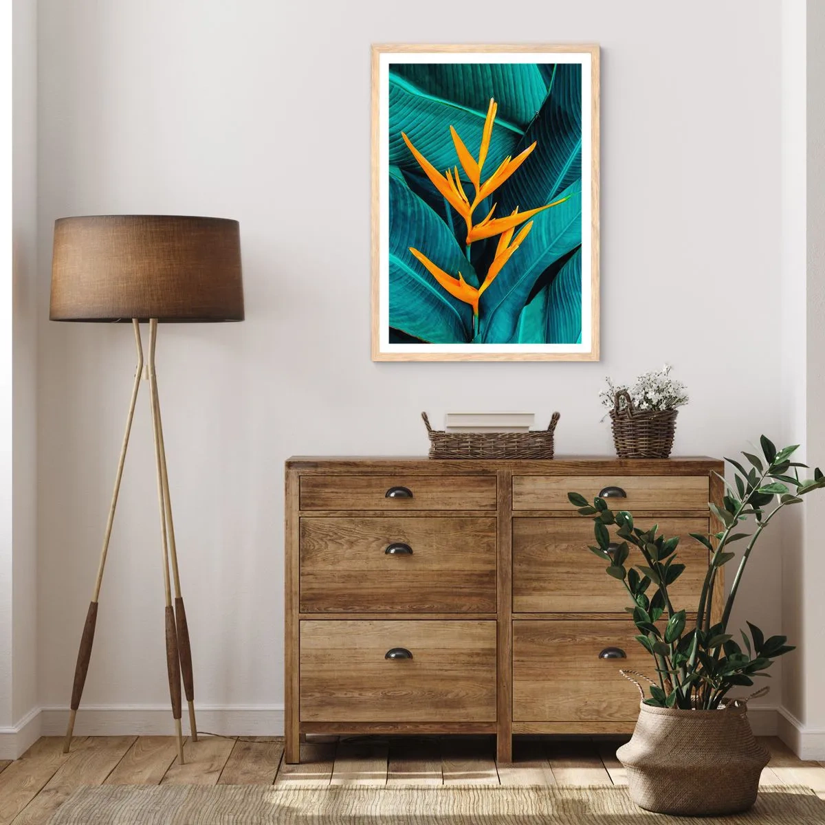 Pôster com moldura de carvalho claro - Flor do Éden - 70x100 cm