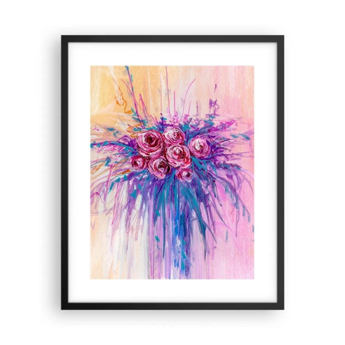 Pôster com moldura preta - Fonte de rosas - 40x50 cm