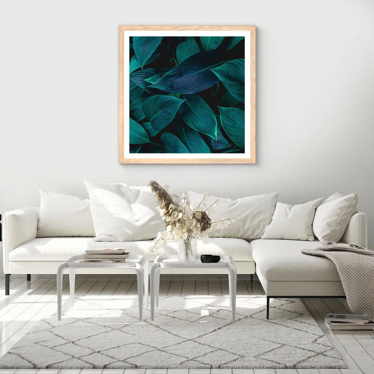 Pôster com moldura de carvalho claro - Verde em si - 50x50 cm