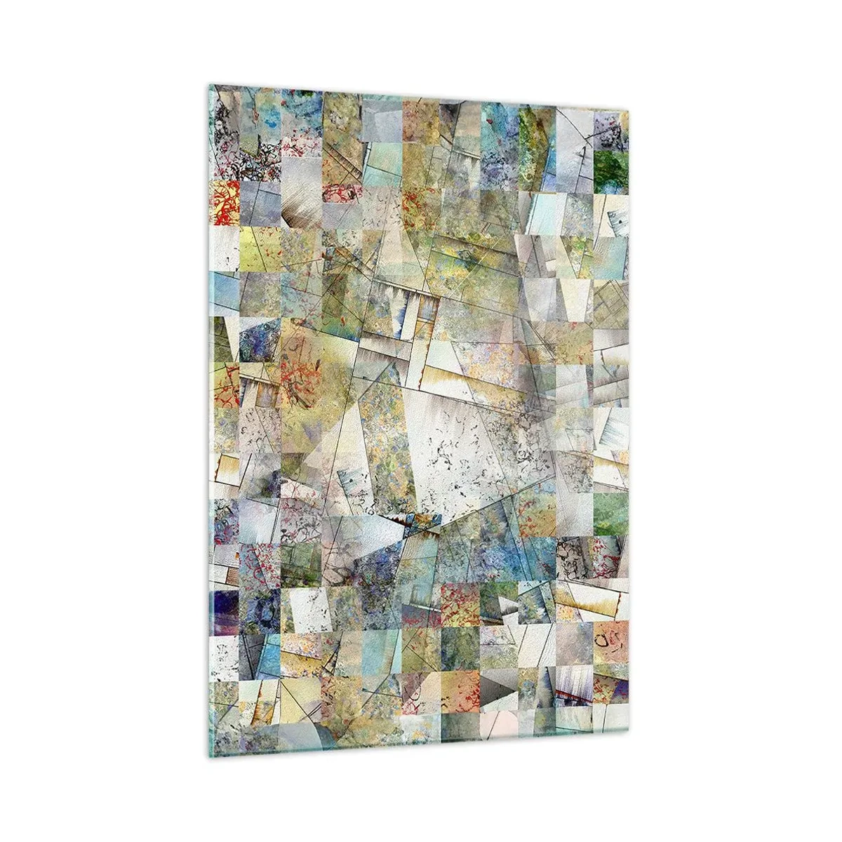 Quadro em vidro - Embaralhamento geométrico - 50x70 cm