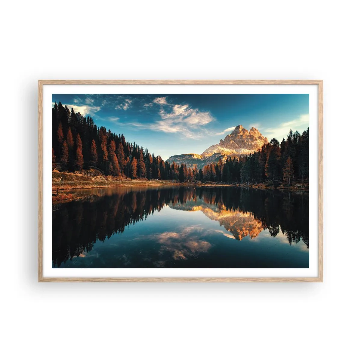 Pôster com moldura de carvalho claro - Paisagem dupla - 100x70 cm