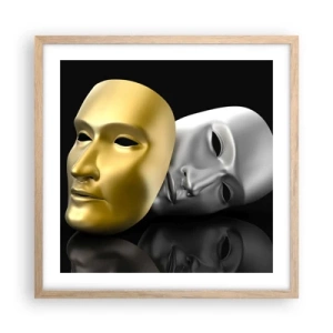 Pôster com moldura de carvalho claro - A vida é um teatro - 50x50 cm