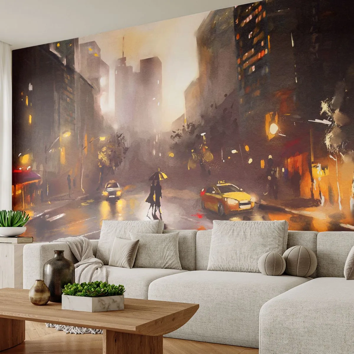 Papel de Parede Premium Canvas - Nas luzes de Nova Iorque - Nova Iorque, Manhattan, Arquitetura - 250x175 cm