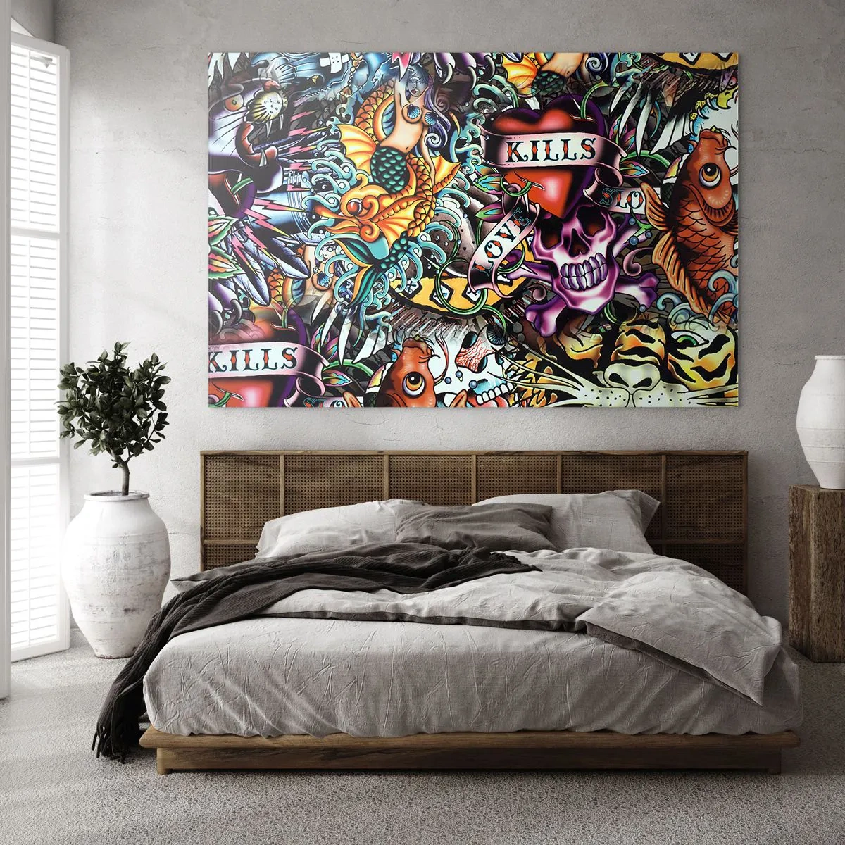 Quadro em vidro - O sonho do tatuador - 120x80 cm