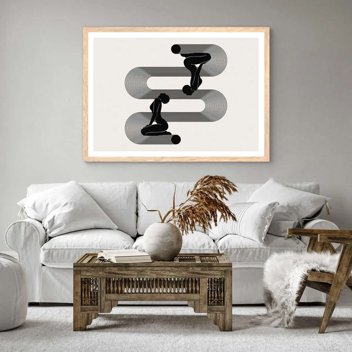 Pôster com moldura de carvalho claro - Simetria sensual - 91x61 cm